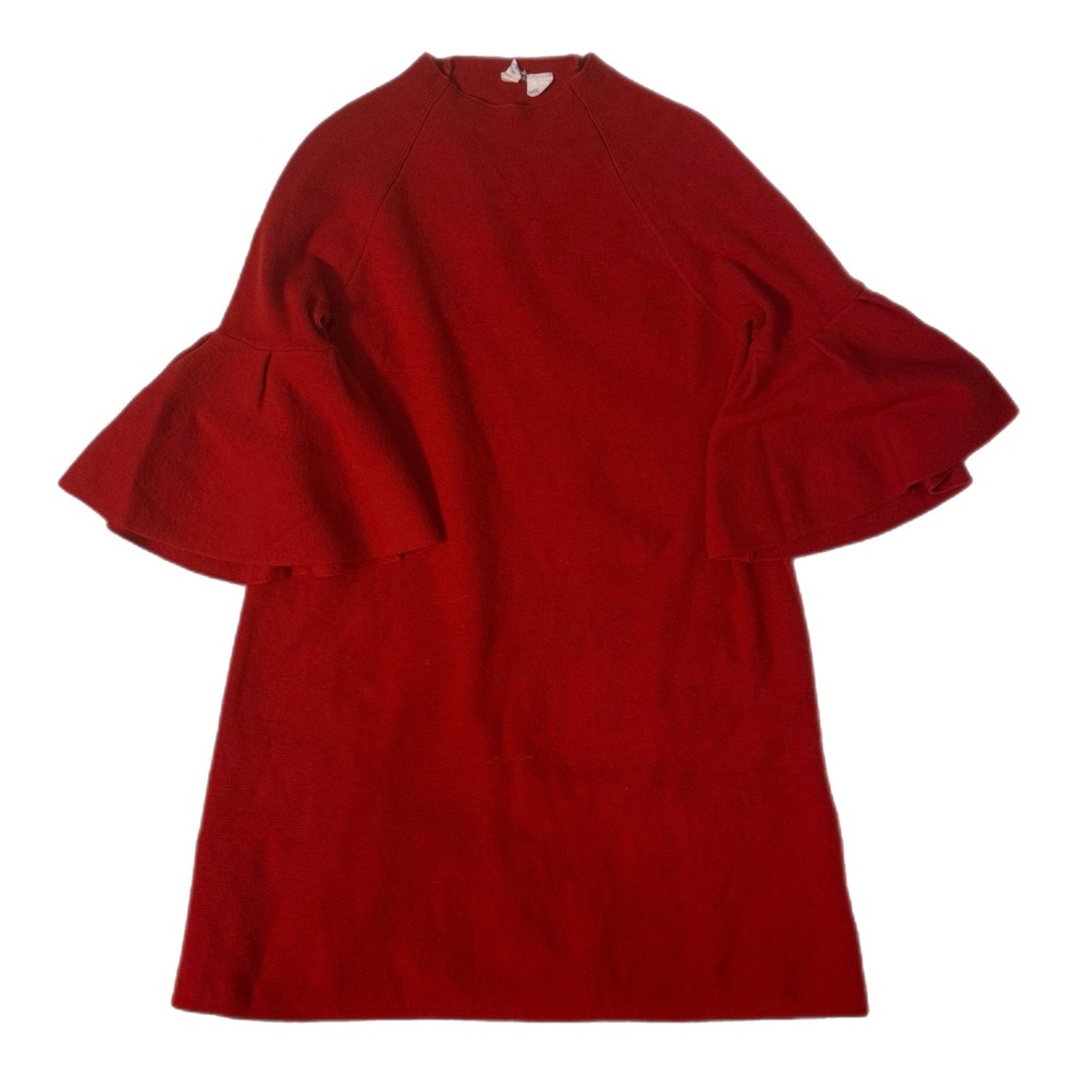Moth by Anthropologie Women’s Red Chester Bell Sleeve Mini Dress Size Small